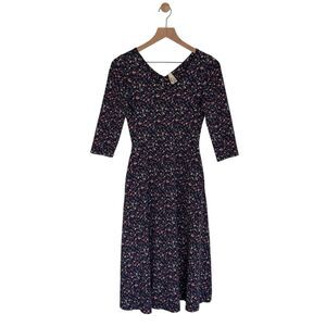 Pact Fit & Flare Midi Dress Womens Small Confetti Organic Cotton Sustainable